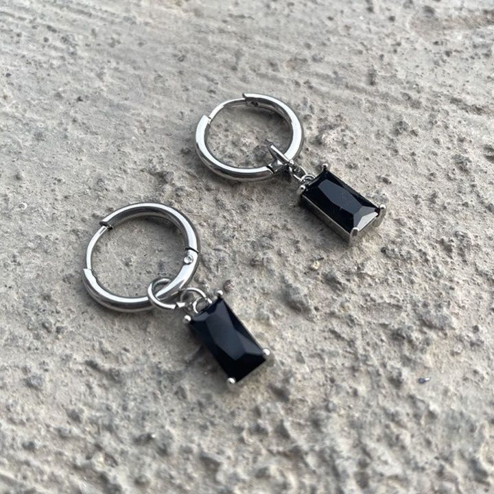 メンズピアス クリスタル付きフープピアスセット