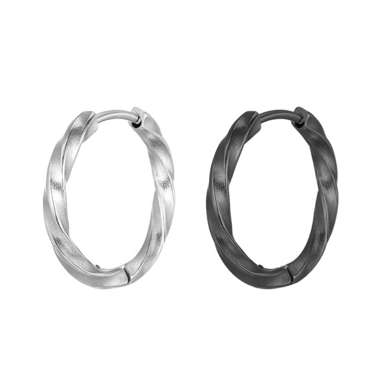 ピアスメンズ らせん模様シンプルフープピアス