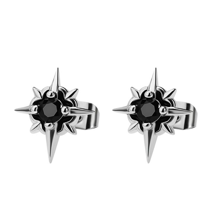 ピアスメンズ 八芒星モチーフ 輝石スタッドピアス