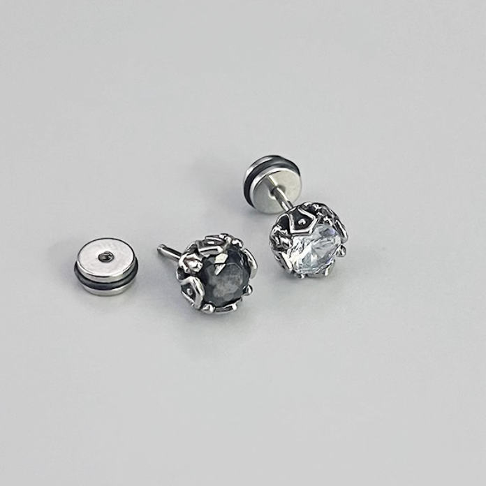 メンズピアス 職人技が光る宝石円形ピアス