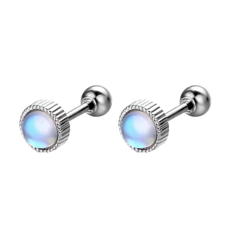 ピアスメンズ 光沢メノウ飾り玉軸ピアス