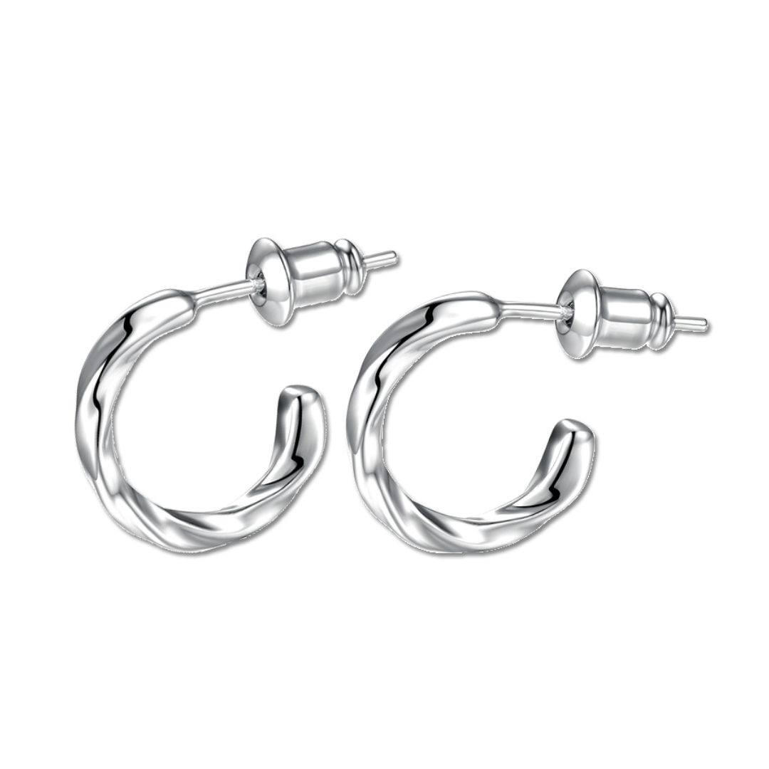 メンズピアス ねじれデザイン フープピアス