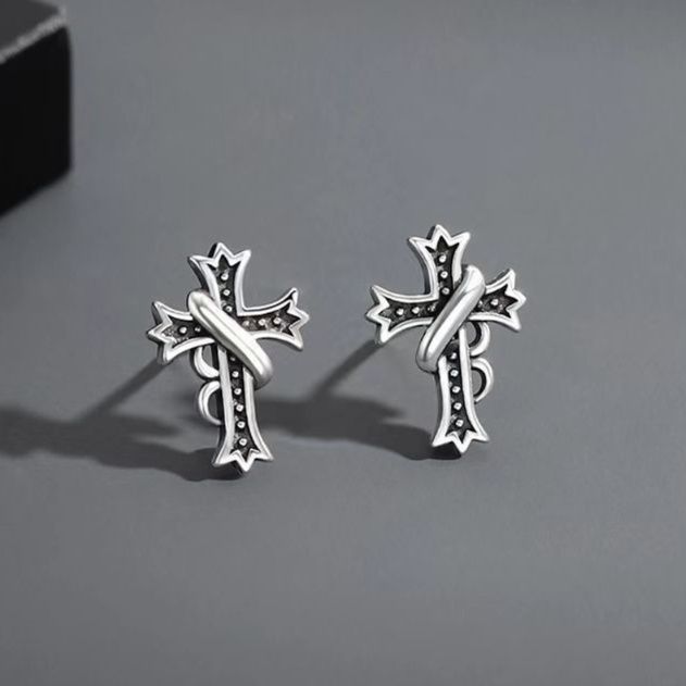 ピアスメンズ クロスモチーフ装飾ピアス