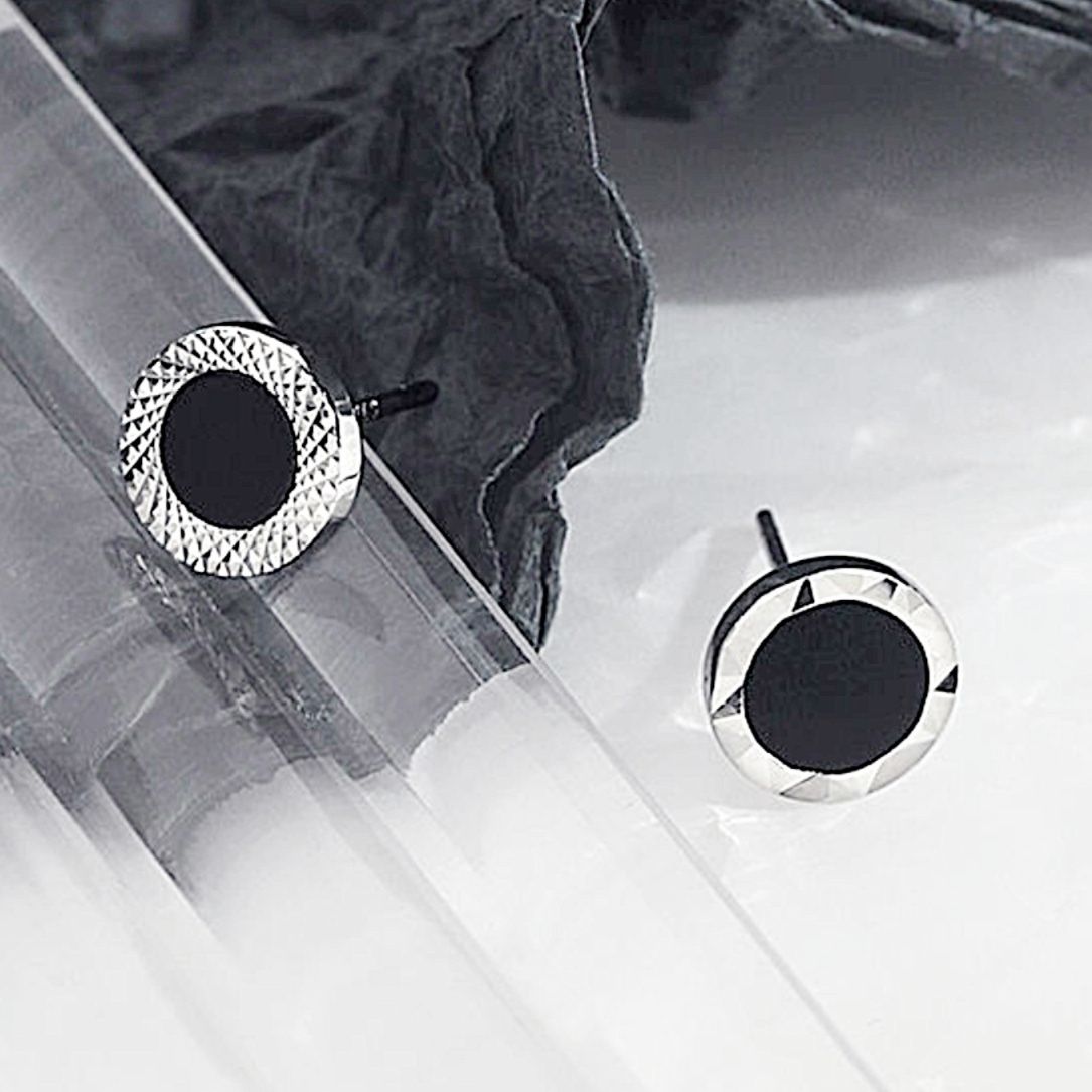 メンズピアス シンプル幾何学模様 丸型ピアス