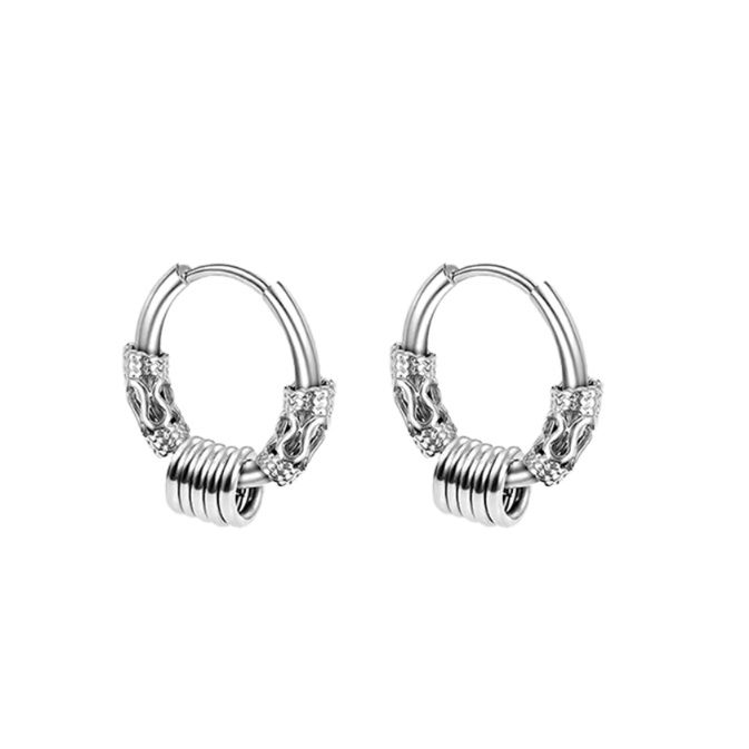 ピアスメンズ 龍紋様フープピアス 両耳用