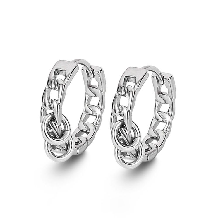 ピアスメンズ チェーンデザイン フープピアス