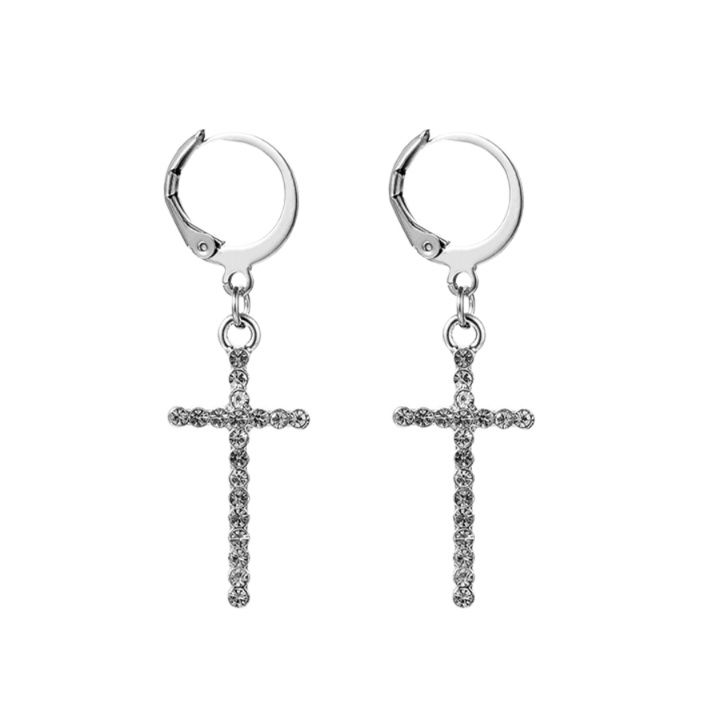 メンズピアス 十字架煌めきクリップピアス