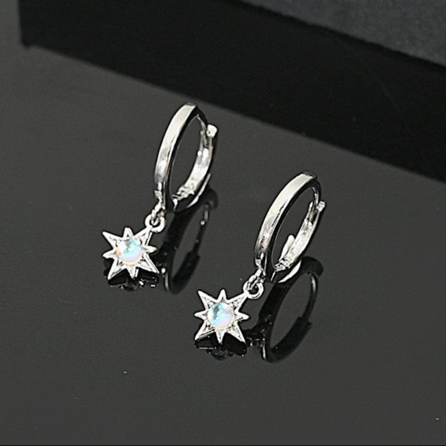 ピアスメンズ 北極星モチーフ 輝石付きフープピアス