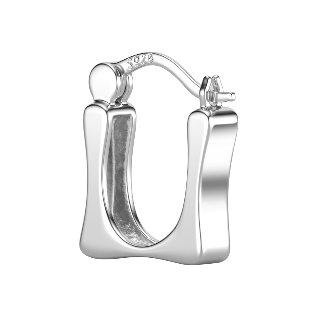 メンズピアス スクエアフレーム純銀ピアス