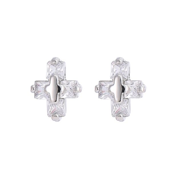 ピアスメンズ クロス型キュービック ピアス