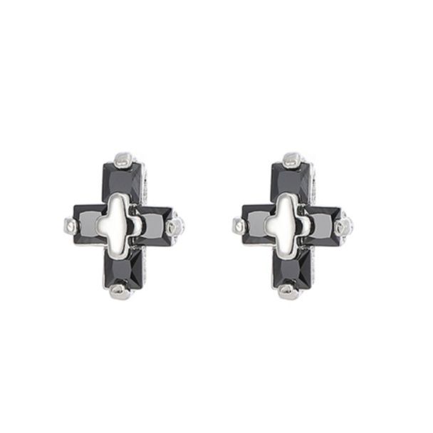 ピアスメンズ クロス型キュービック ピアス