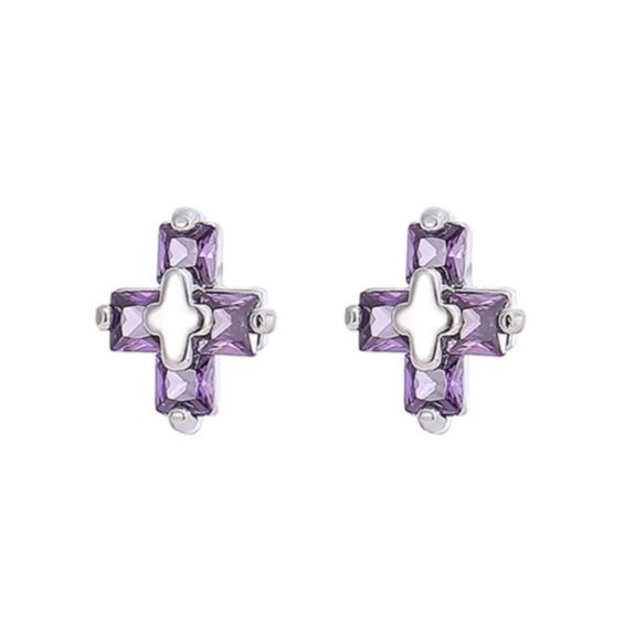 ピアスメンズ クロス型キュービック ピアス