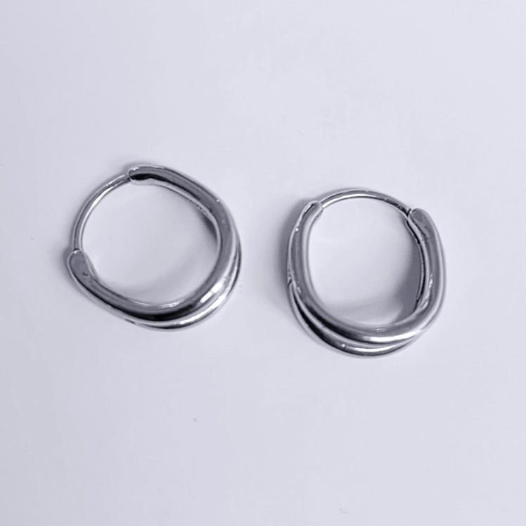 ピアスメンズ シンプル二連フープピアス
