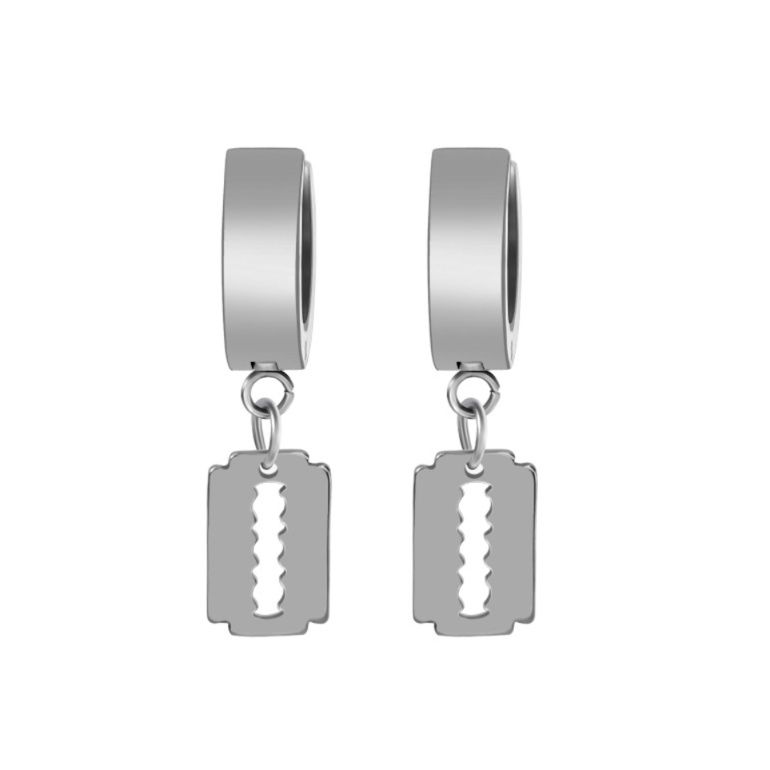 ピアスメンズ シンプル剃刀デザインピアス