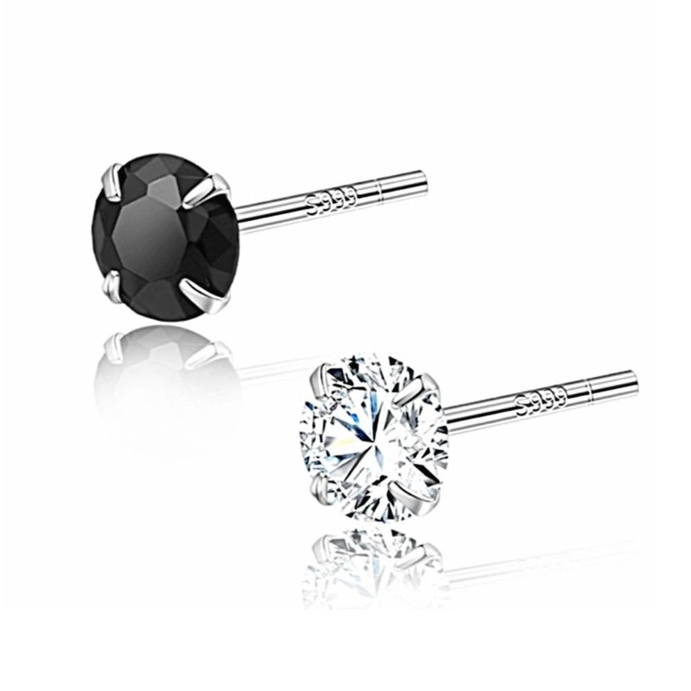 メンズピアス 純銀製キュービックジルコニア片耳スタッドピアス