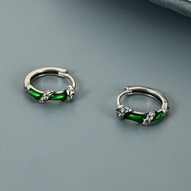 メンズピアス 蛇モチーフ シルバーフープピアス