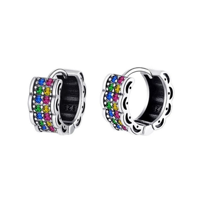 メンズピアス 輝く虹色宝石のフープ式イヤーカフ