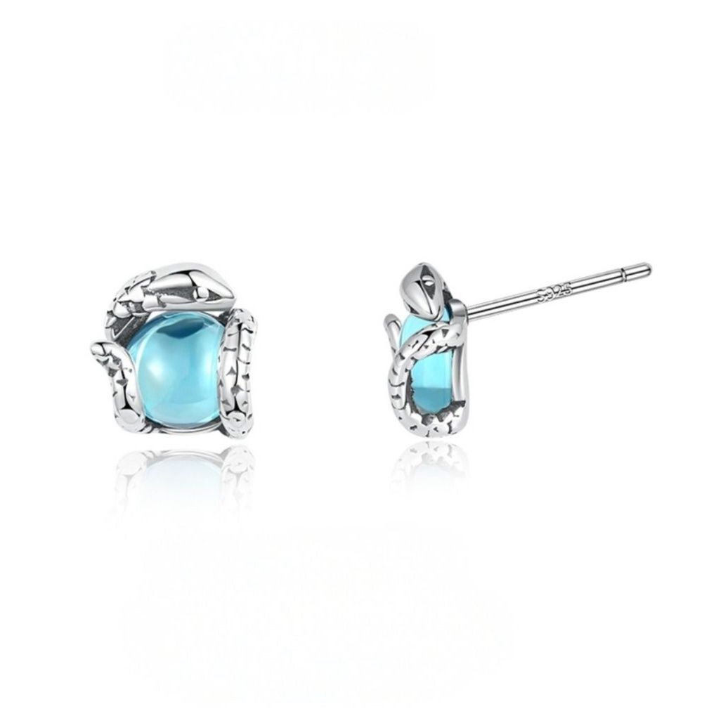 ピアスメンズ 透明石包み純銀ピアス