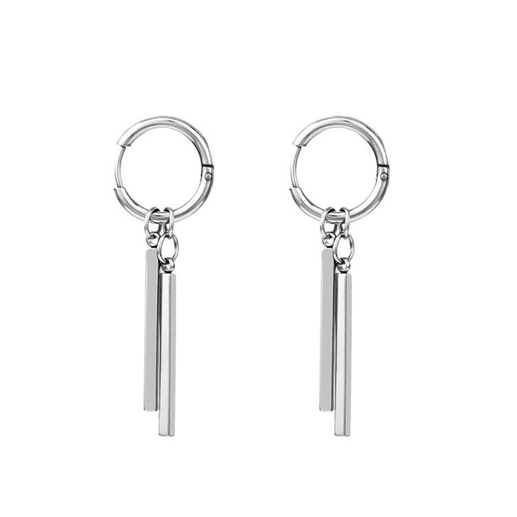 メンズピアス モダンスティック ゆれる フープピアス