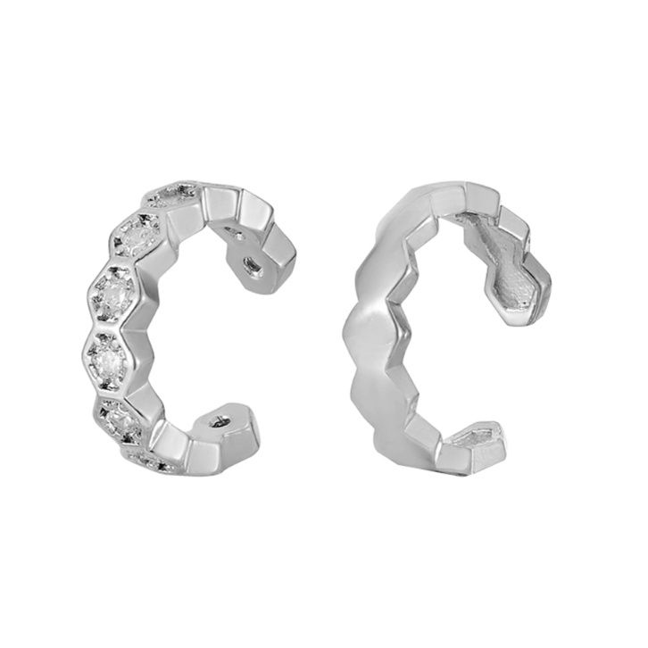 ピアスメンズ 六角形モチーフ イヤーカフ