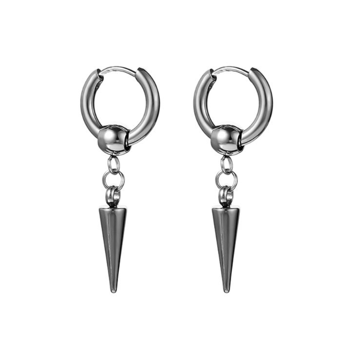 メンズピアス 三角錐スパイクフープピアス