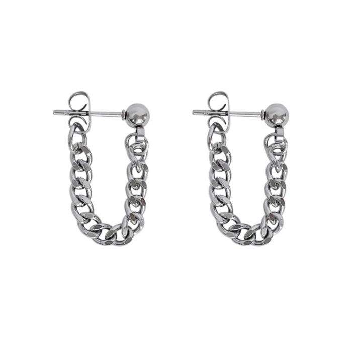 メンズピアス チェーンピアス 揺れるチェーンフープピアス