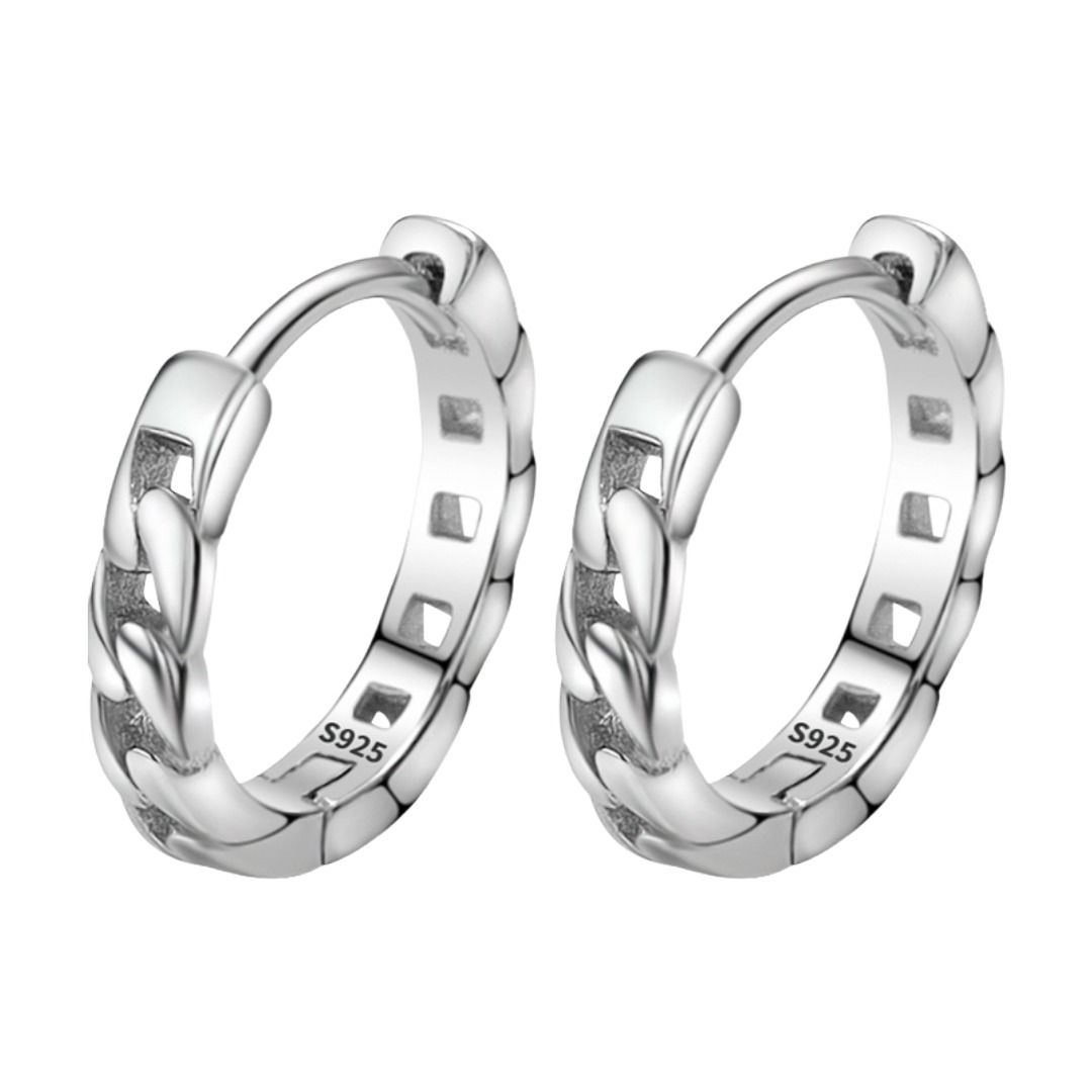 メンズピアス チェーンピアス シンプル輝きフープピアス