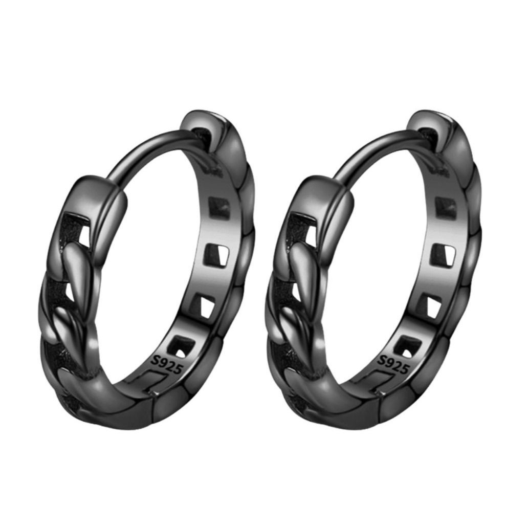 メンズピアス チェーンピアス シンプル輝きフープピアス