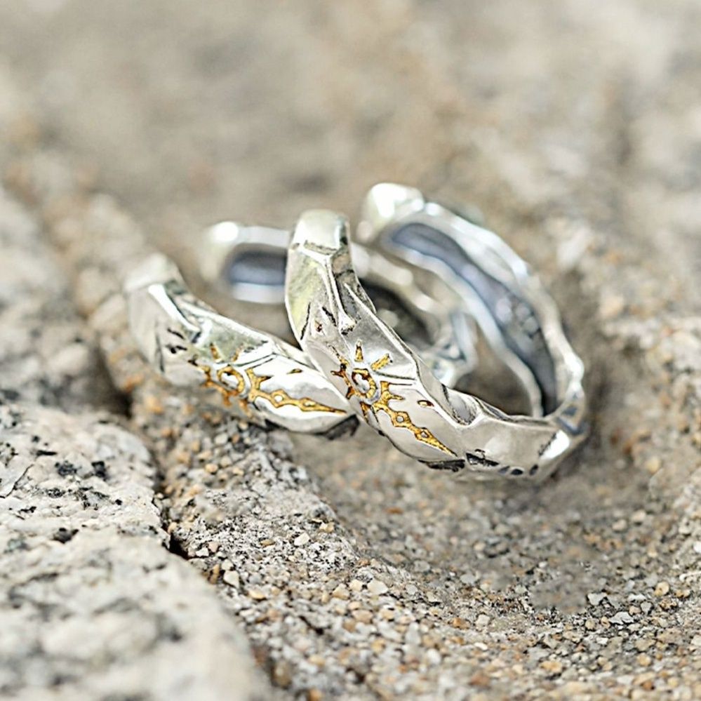 メンズピアス イヤーカフ 波紋彫刻 耳飾り イヤーカフ