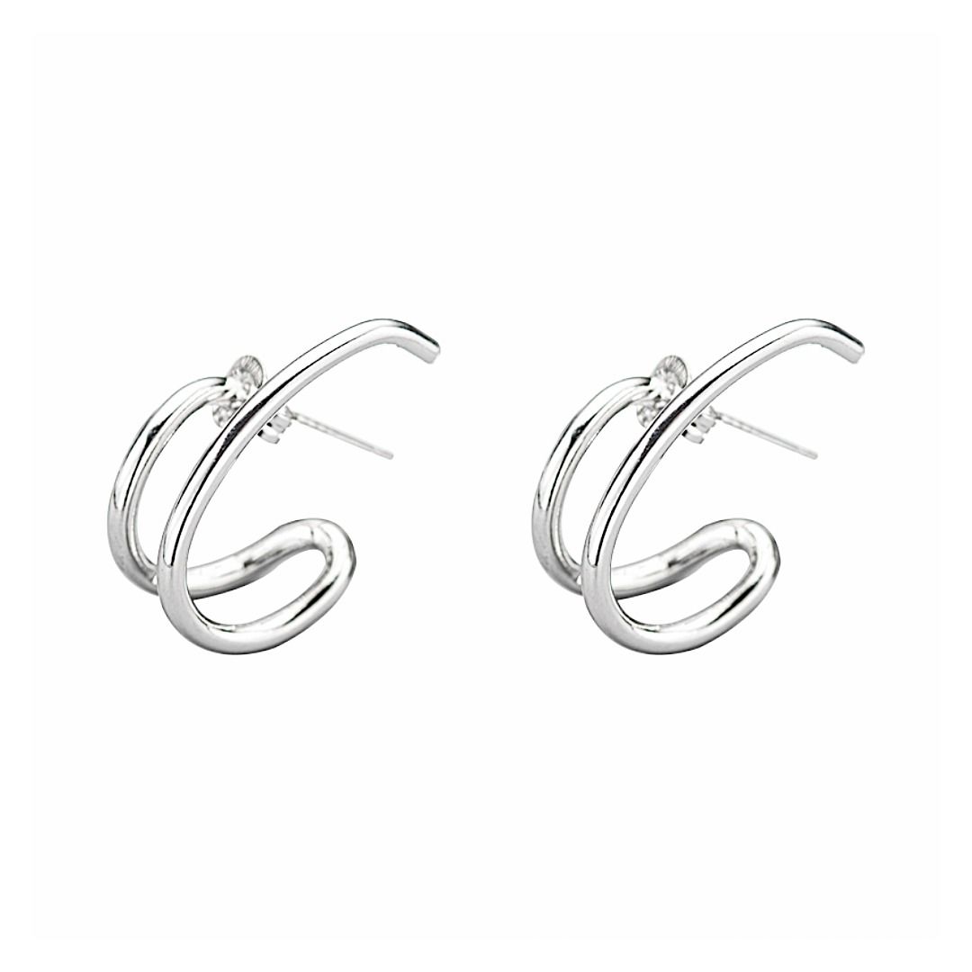 ピアスメンズ イヤーカフ 曲線デザイン ミニマルイヤーカフ