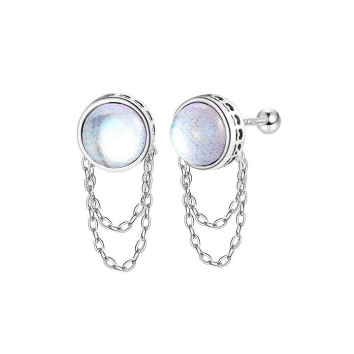 メンズピアス チェーンピアス 月光輝く円形ピアス