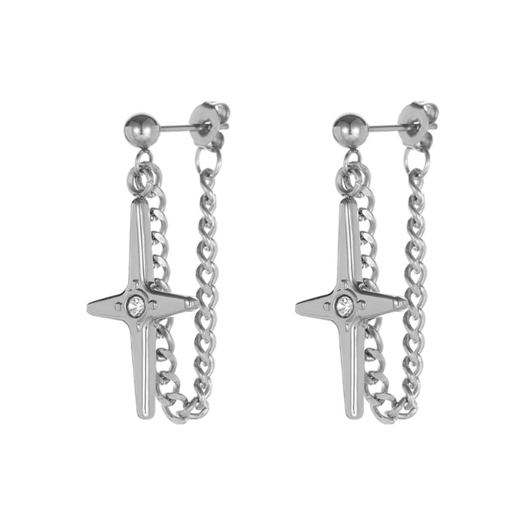 メンズピアス チェーンピアス 十字架モチーフピアス