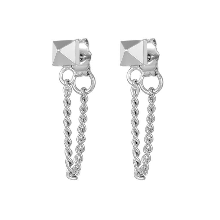 メンズピアス チェーンピアス 三角チャームピアス