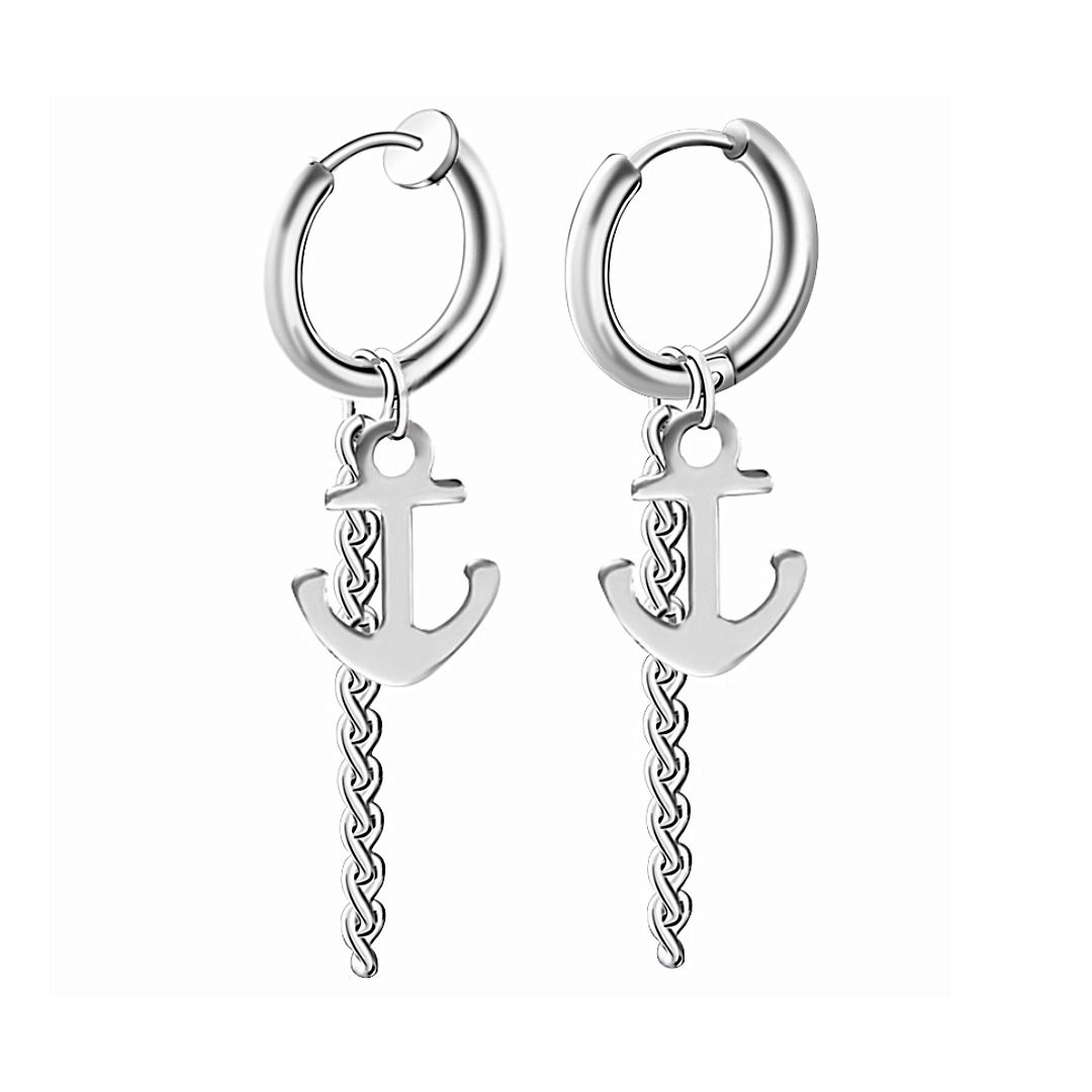 メンズピアス チェーンピアス イカリモチーフ シルバピアス