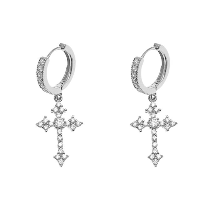 ピアスメンズ ピアスメンズ 神秘的な十字架フープピアス