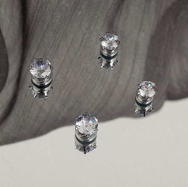 メンズピアス メンズピアス 輝石一粒 六爪留めスタッドピアス