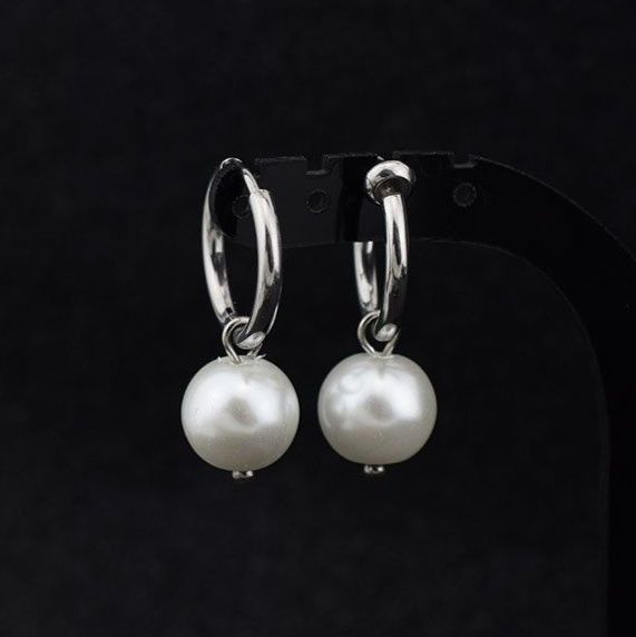 メンズピアス メンズピアス 真珠ドロップフープピアス