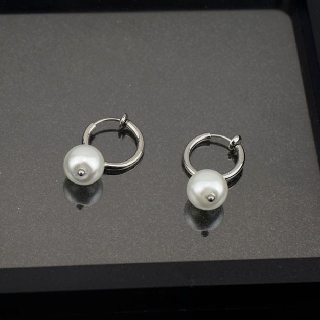 メンズピアス メンズピアス 真珠ドロップフープピアス