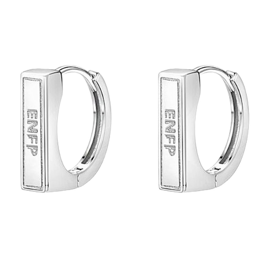 ピアスメンズ 純銀スクエアフープピアス