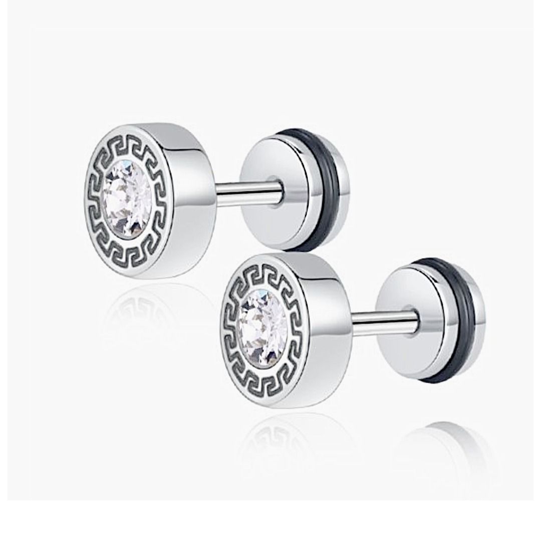 ピアスメンズ 伝統幾何学模様ジルコニアピアス