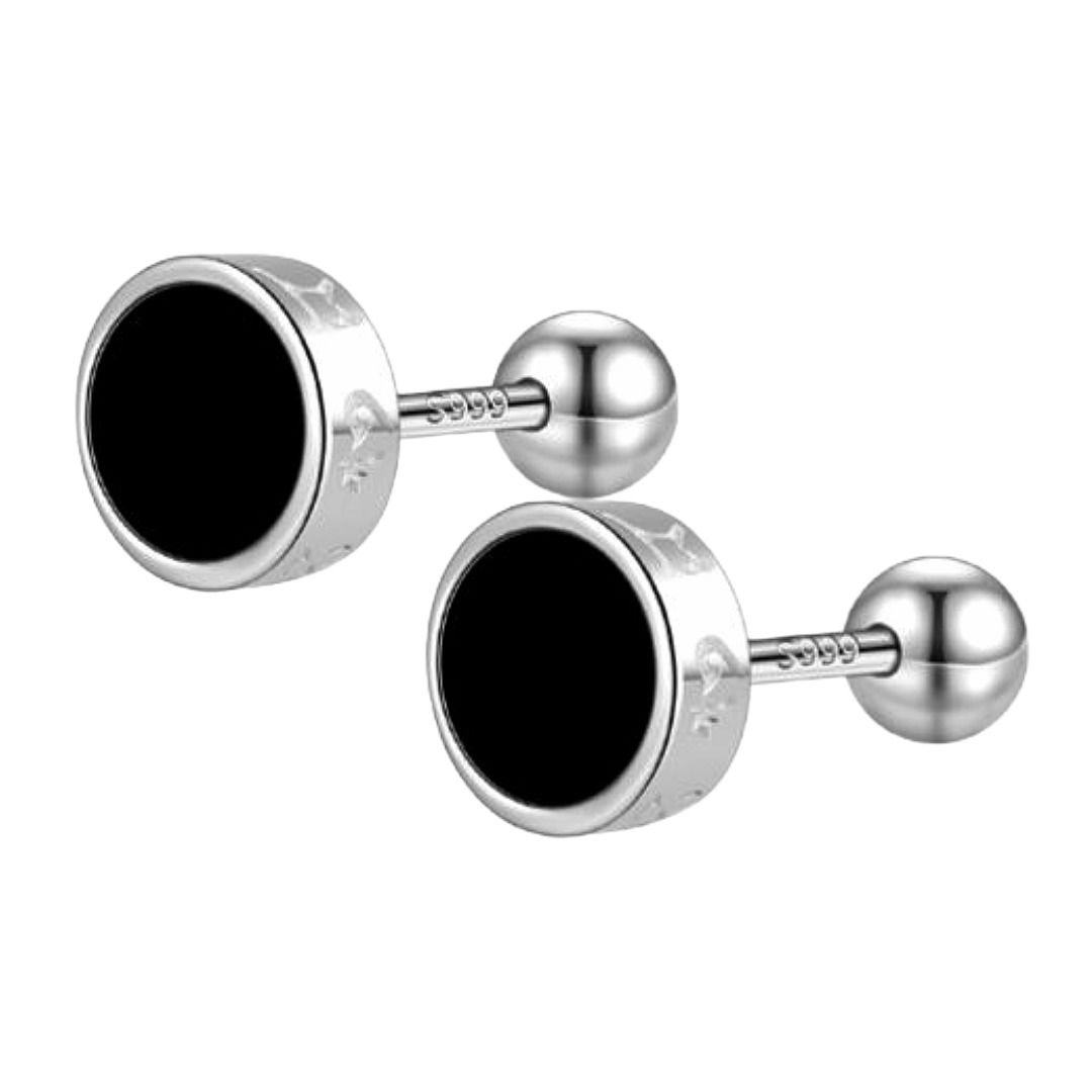 メンズピアス 黒曜石風サークルピアス