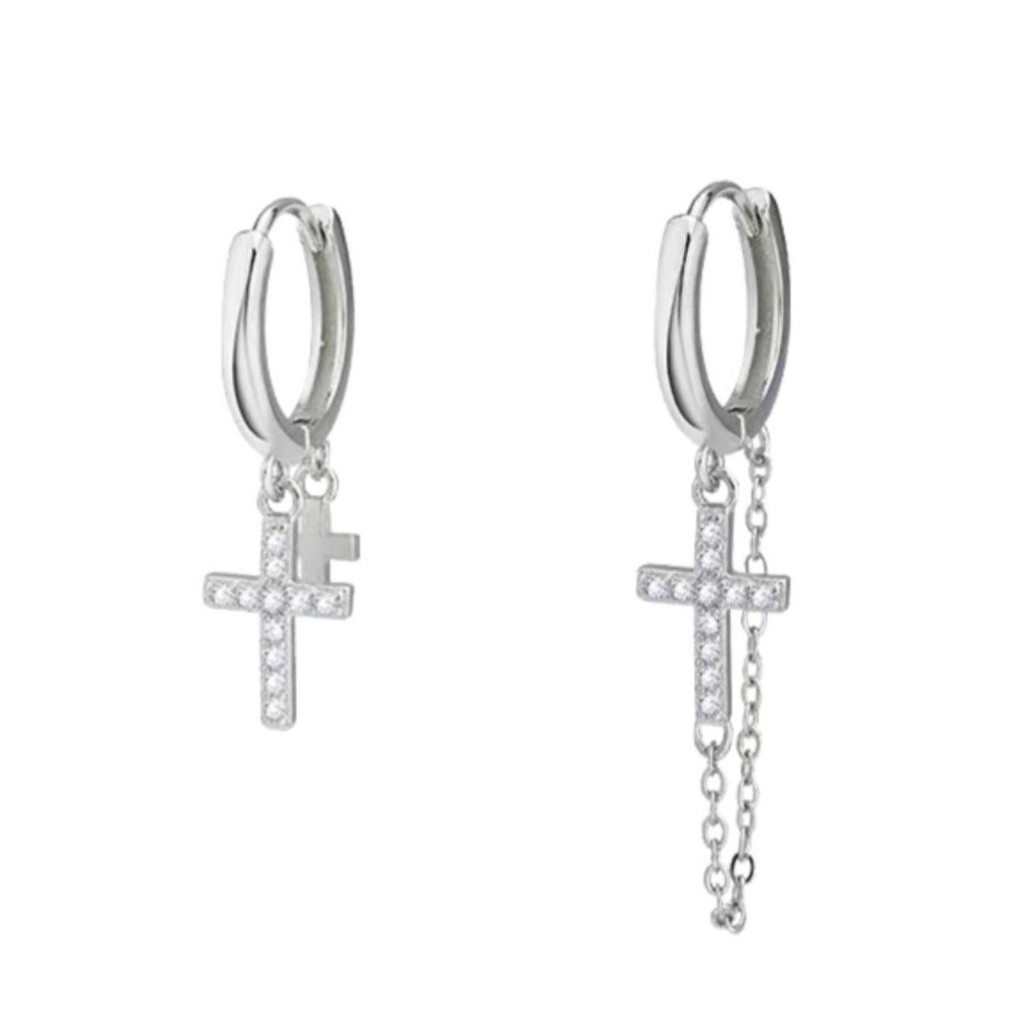 ピアスメンズ 十字架揺れるフープピアス