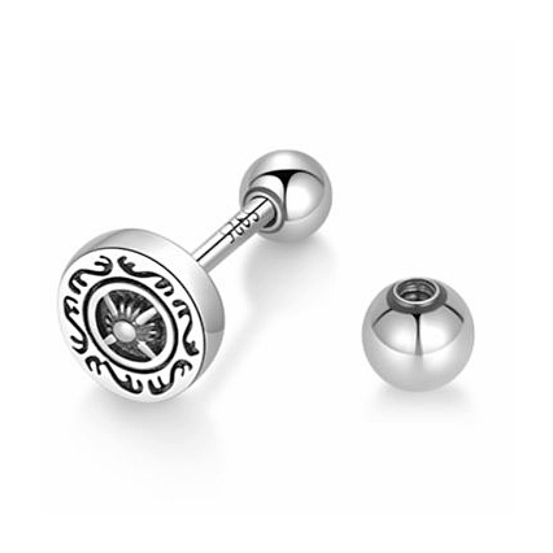 ピアスメンズ 古代紋様の円形スタッドピアス
