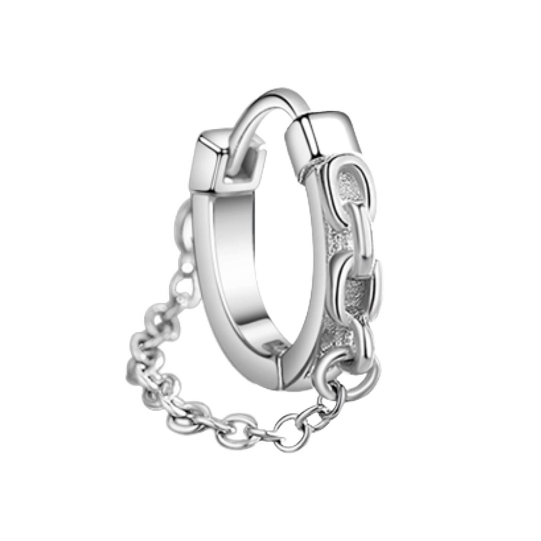 メンズピアス 華奢フープチェーンピアス