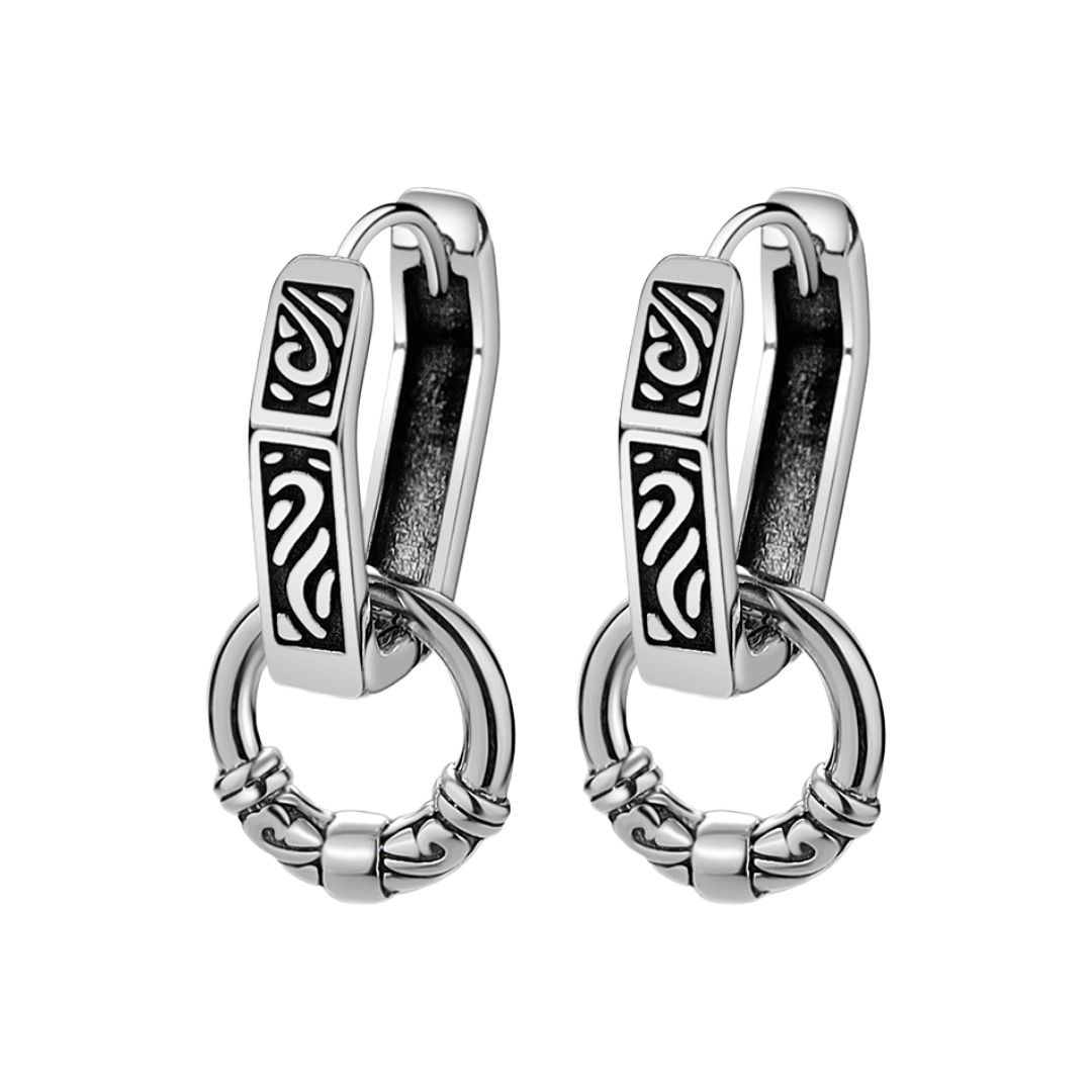 ピアスメンズ 伝統模様の輪環ピアス