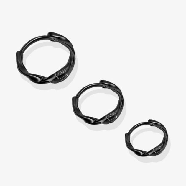 ピアスメンズ ねじれフープ風ピアス