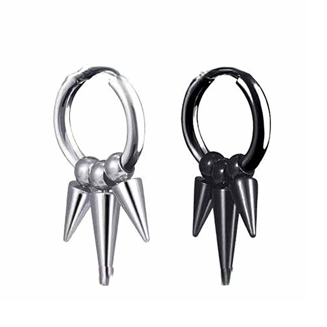 ピアスメンズ 三角錐スパイクドロップピアス