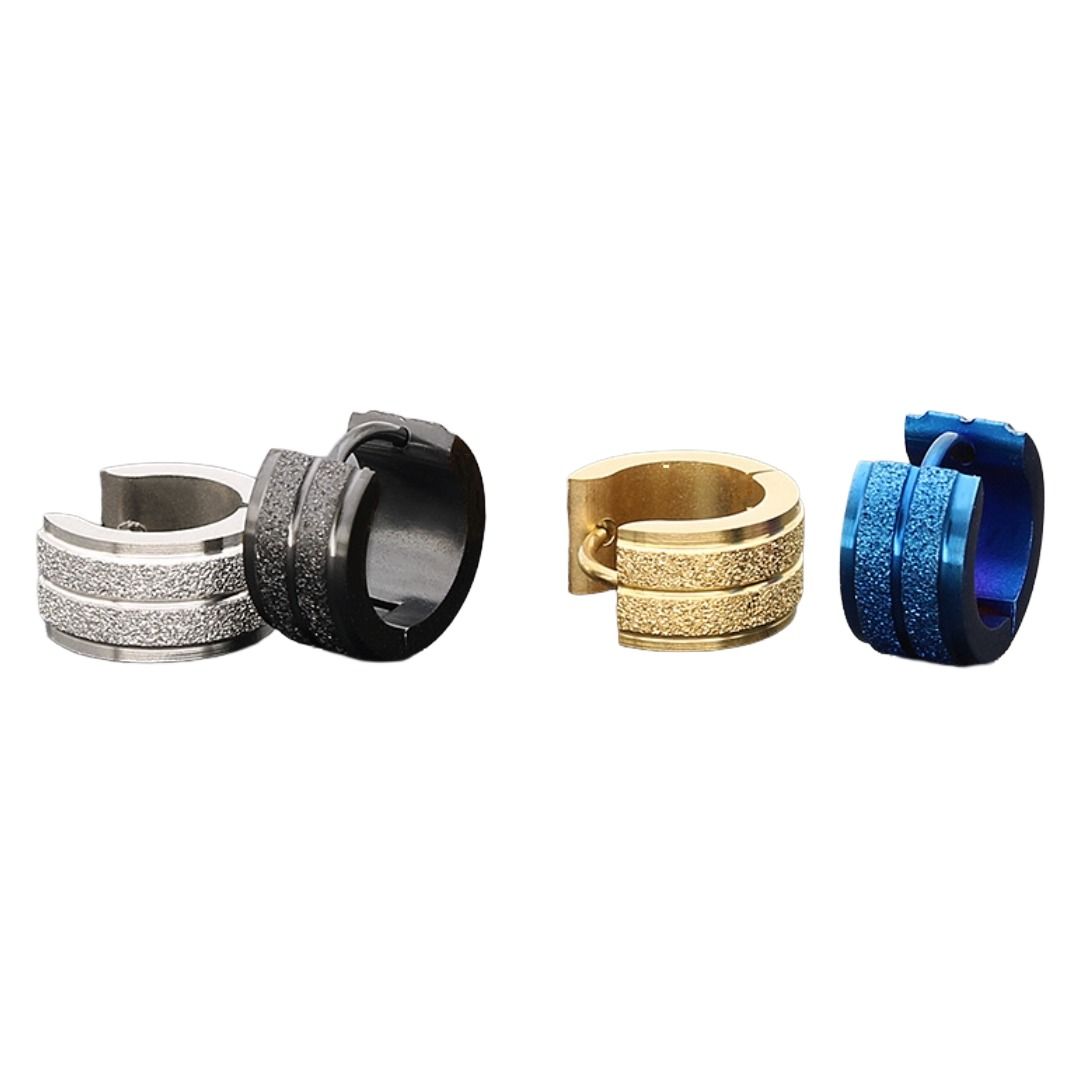 メンズピアス 二本ライン輝きチタンピアス