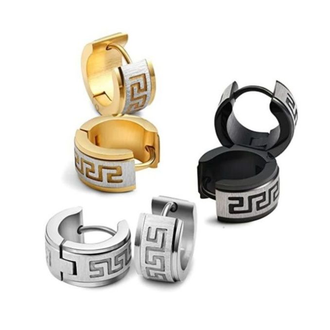 ピアスメンズ 迷宮模様の輪フープピアス