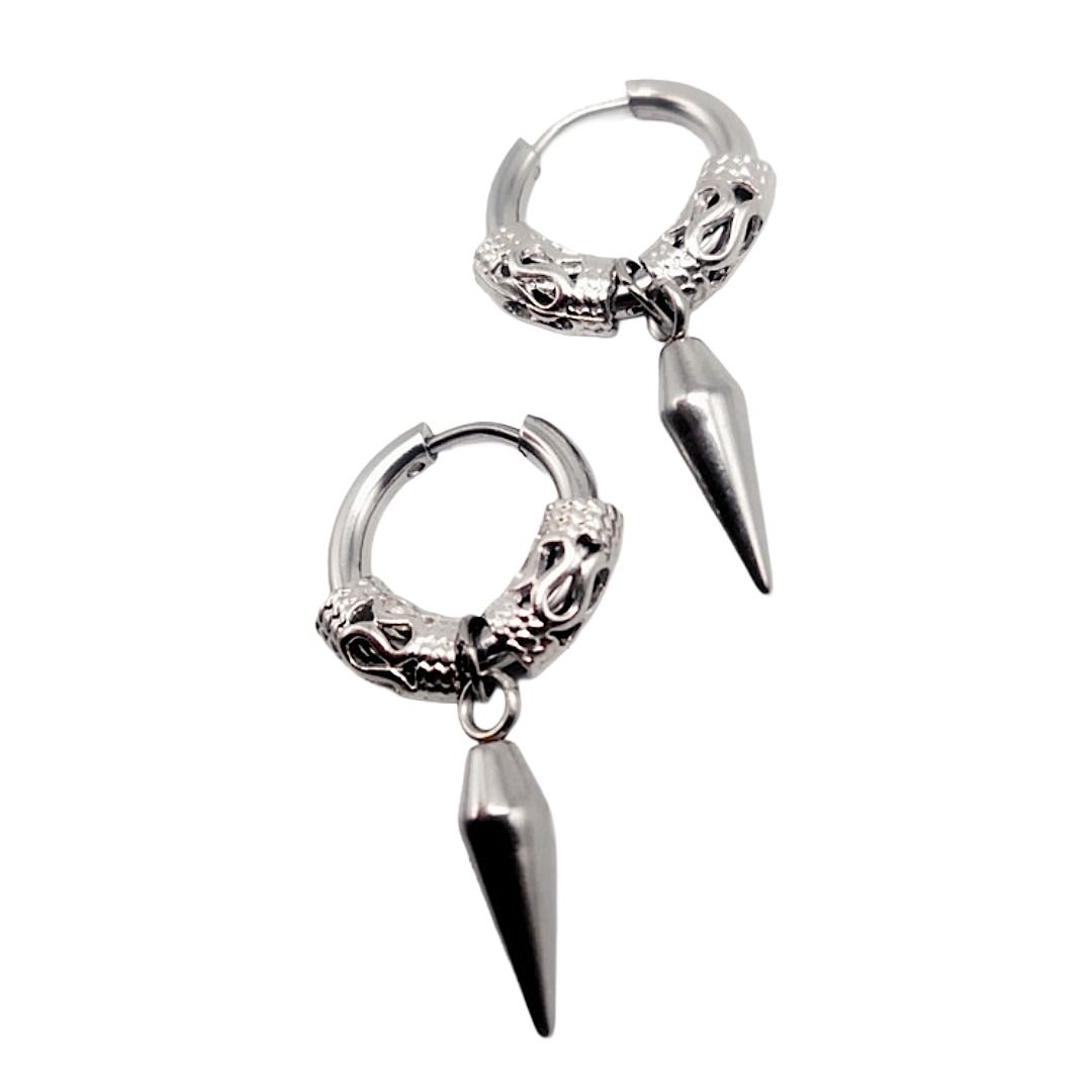 ピアスメンズ 龍紋鋭角ドロップピアス